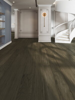 Hickory Maxine flooring in staging setup