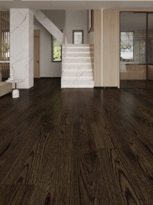 OAK-CHARCOAL flooring with bold dark oak finish.