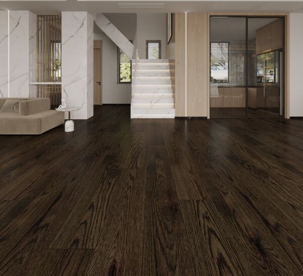 OAK-CHARCOAL flooring with bold dark oak finish.