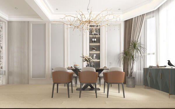 Oak White Coffee Floor in Room