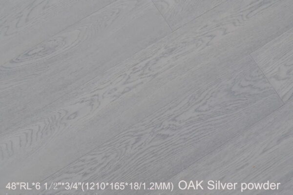 Silver Powder flooring with sleek grey wood finish.