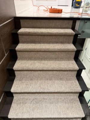 Carpet Runner Beige Glass Railing