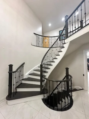Ebony Curved Staircase Round Baluster