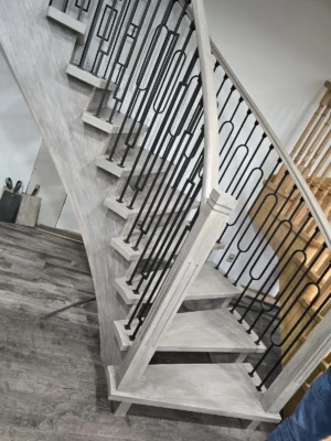 Grey Wash Curved Fretwork Baluster