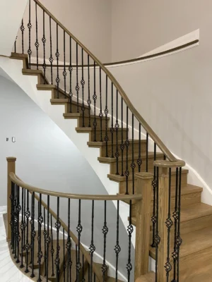 Honey Oak Curved Staircase Basket Baluster