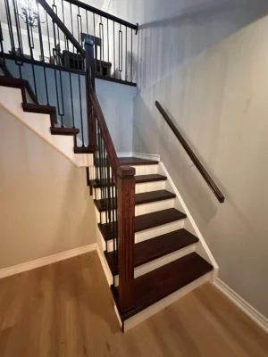 Mahogany Fluted Post Staircase Curved