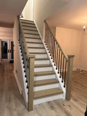 Oak Natural Straight Staircase Open Concept