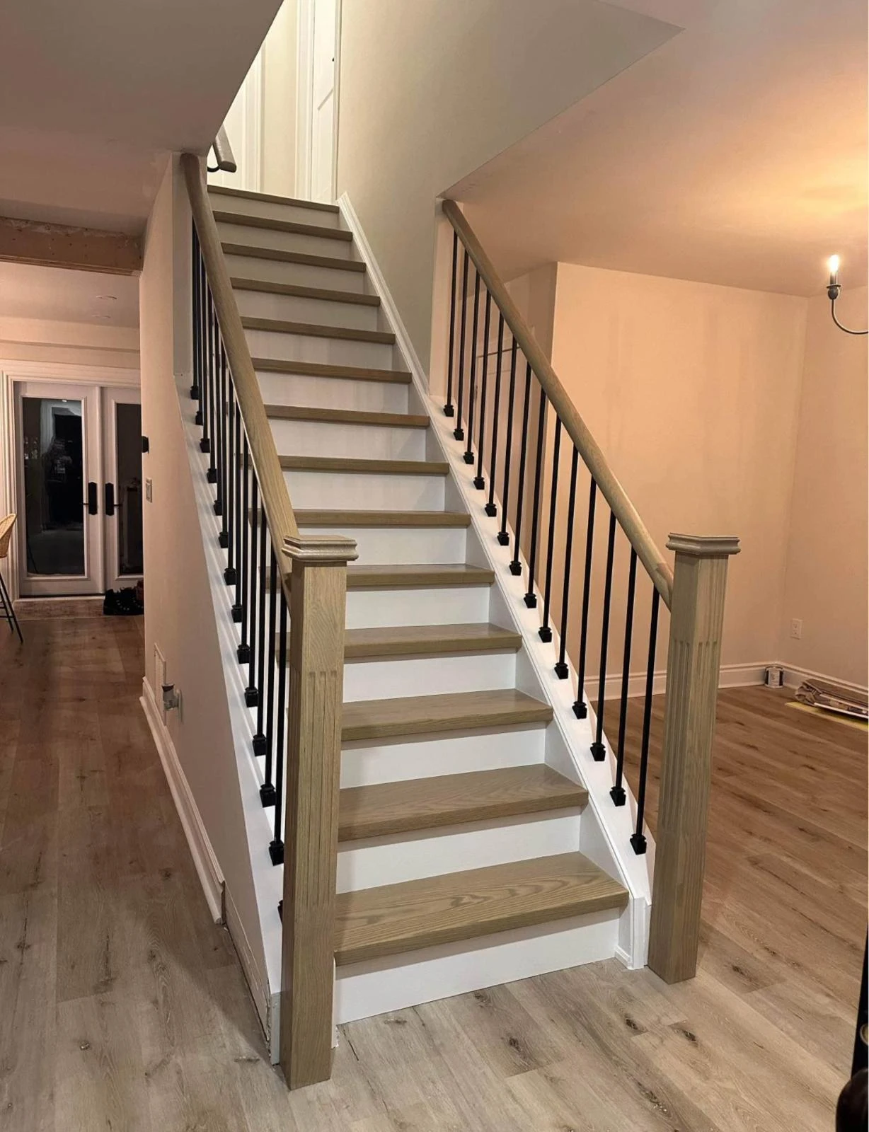 Oak Natural Straight Staircase Open Concept