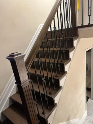 Walnut Fretwork Baluster Fluted Post Staircase